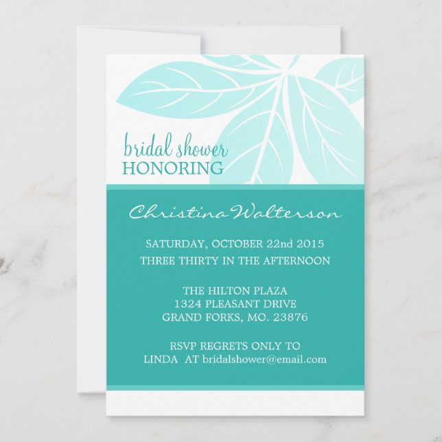 Convites Chá de panela de Lagoa Teal Moderno (Frente)