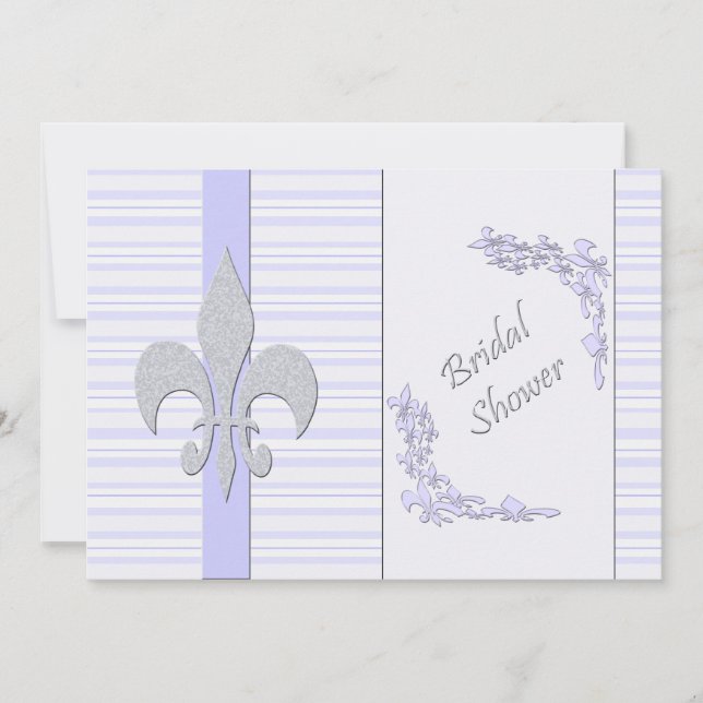 Convites Chá de panela de Lavanda e Cinza Fleur de Lis (Frente)