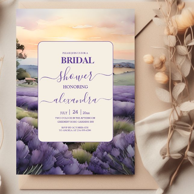 Convites Chá de panela de lavanda floral elegante (Criador carregado)