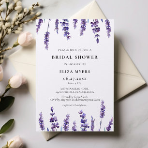 Convites Chá de panela de lavanda floral elegante