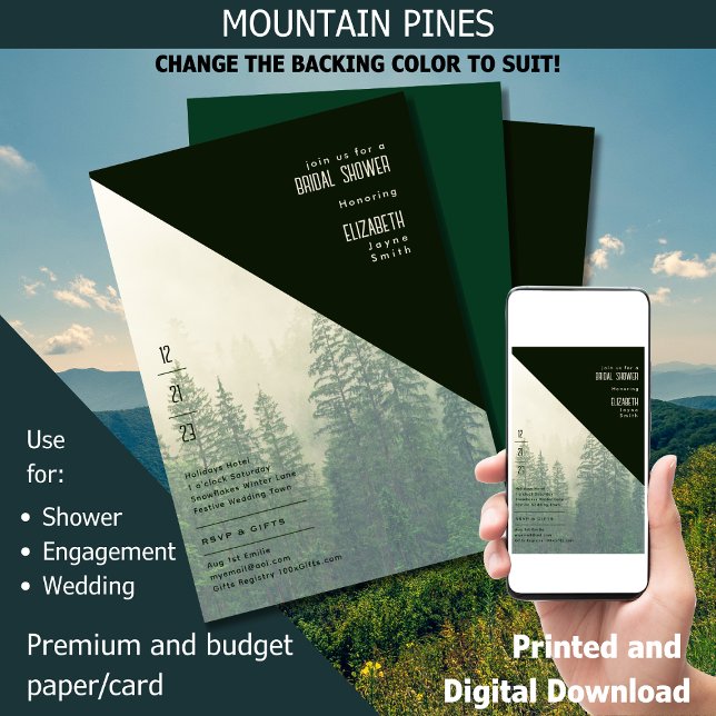 Convites Chá de panela de Leah G Forest Pine Winter Trees (Criador carregado)