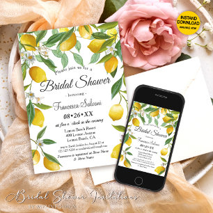 Convites Chá de panela de Lemon Boho no Verão Moderno