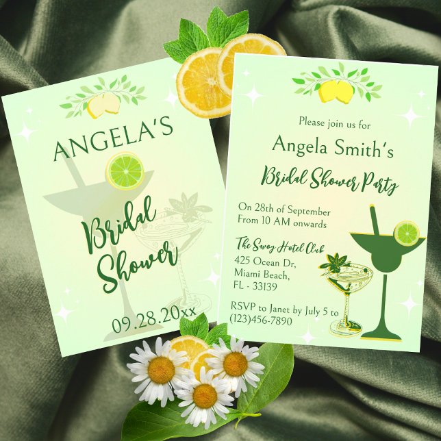 Convites Chá de panela de Lemon Green Cocktail (Criador carregado)