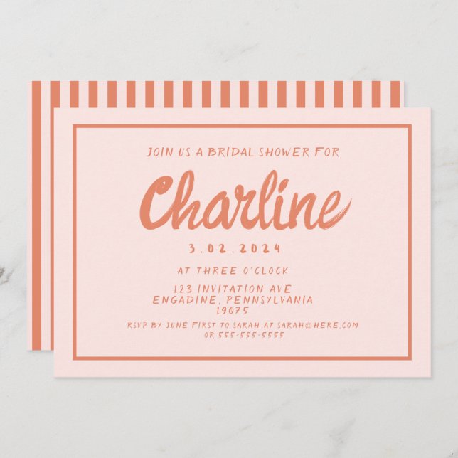 Convites Chá de panela de letra &vermelha rosa retrorreflec (Frente/Verso)