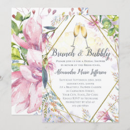 Convites Chá de panela de Lily Rosa Branca e Verde Borrente