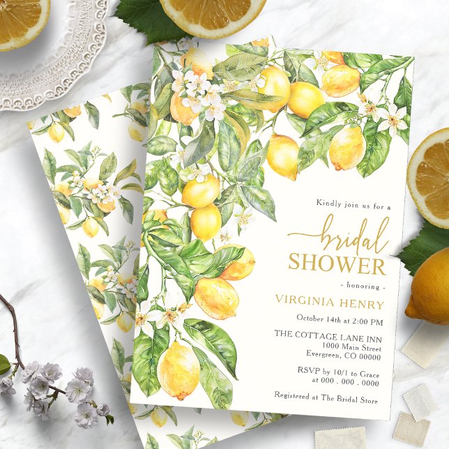Convites Chá de panela de limão (Watercolor Italian Lemon Floral Bridal Shower Invitation by Painted Paperie
)