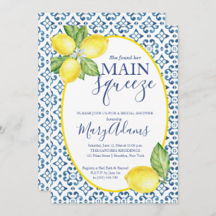 Convites Chá de panela de limão, Azulejo azul italiano