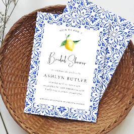 Convites Chá de panela de limão Azulejos do Mediterrâneo