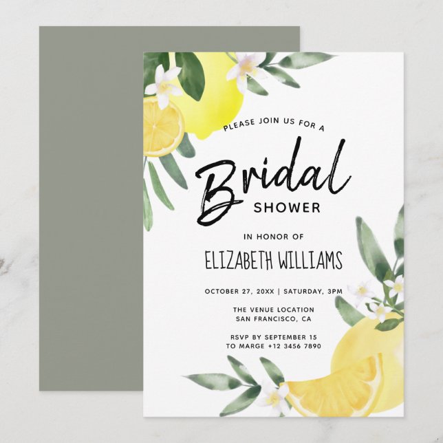 Convites Chá de panela de limão russo moderno (Frente/Verso)