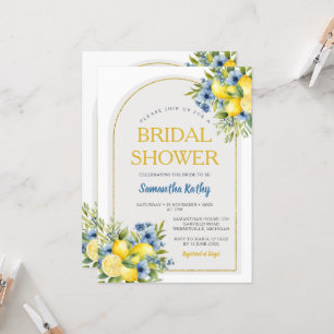 Convites Chá de panela de Limonada de Citrus Floral Boho Bl