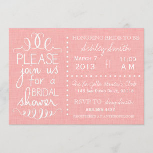 Convites Chá de panela de Linen Rosa