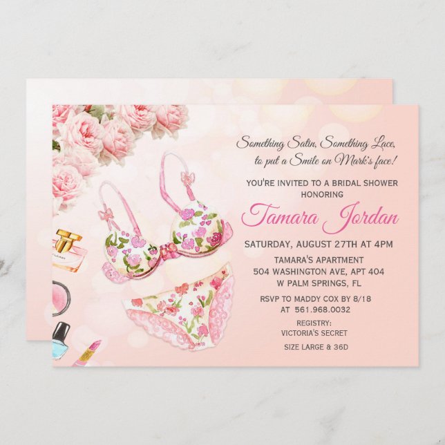 Convites Chá de panela de Lingerie (Frente/Verso)