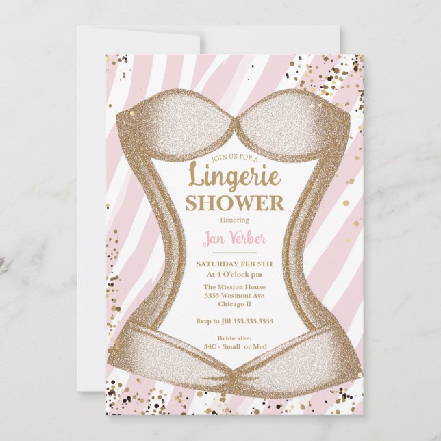 Convites Chá de panela de lingerie - Bachelorette rosa (Frente)