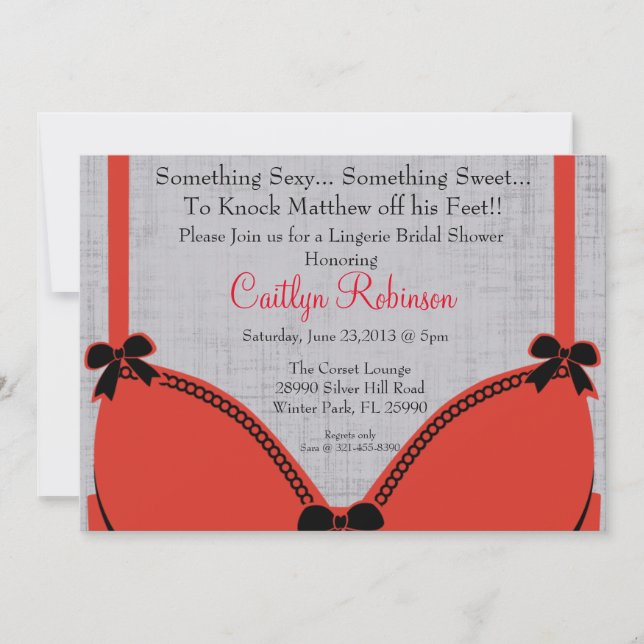 Convites Chá de panela de Lingerie Bra (Frente)