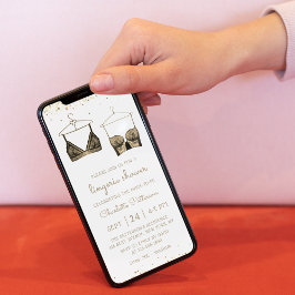 Convites Chá de panela de Lingerie de Aquarela Dourada pret