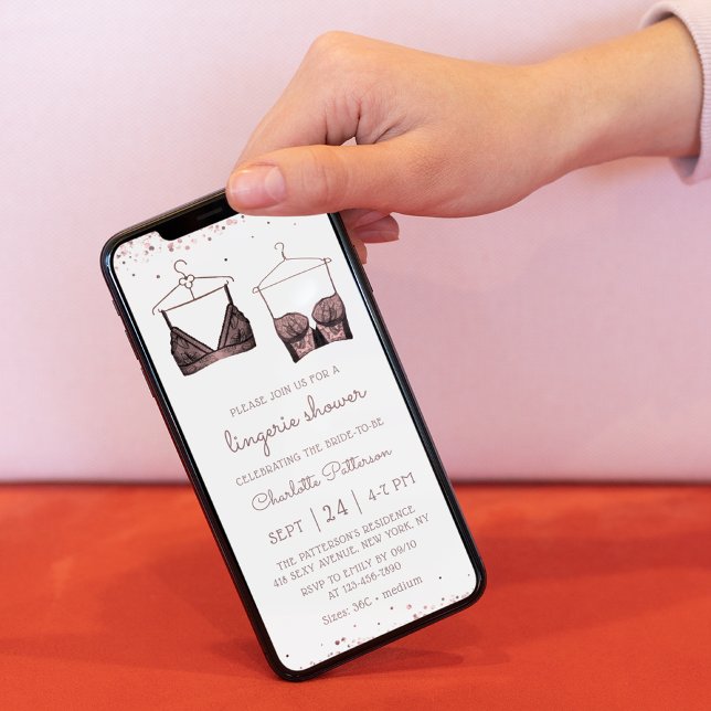 Convites Chá de panela de Lingerie de Aquarela Preta (Criador carregado)