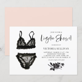 Convites Chá de panela de Lingerie de rendas de aquarela pr