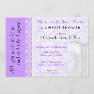 Convites Chá de panela de Lingerie do Corset Branco