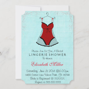 Convites Chá de panela de Lingerie do Corset Preto e Verme
