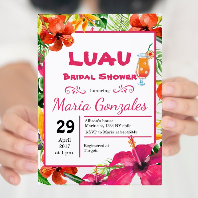 Convites Chá de panela de Luau Havaiano (Criador carregado)