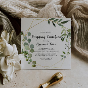 Convites Chá de panela de Luncheon de Casamento Dourado Ge