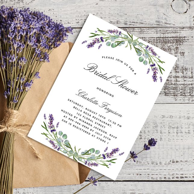 Convites chá de panela de luxo floral de eucalipto lavanda (Criador carregado)