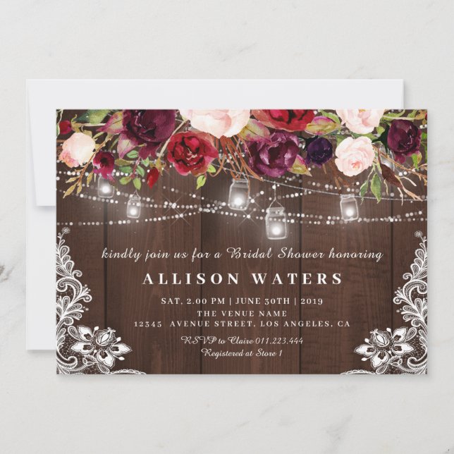 Convites Chá de panela de luzes de corda russa (Frente)