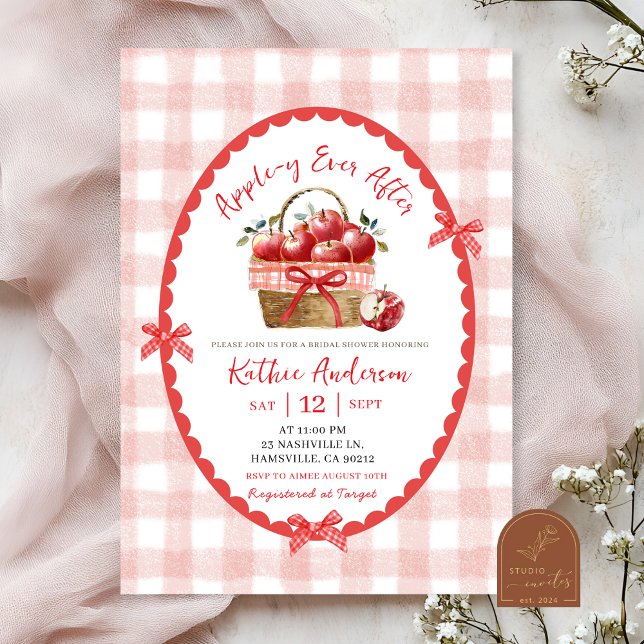 Convites Chá de panela De Maçã De Ilustração Simples Desenh (Criador carregado)