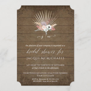 Convites Chá de panela de Madeira de Barrão Rústico Branca