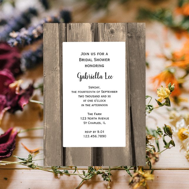 Convites Chá de panela de madeira do Country Barn (This charming invite is perfect inspo for your casual barn party bridal shower.)