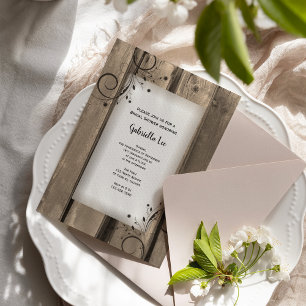 Convites Chá de panela de madeira e flores de galinha