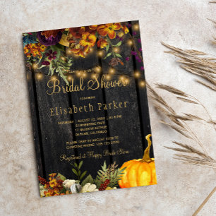 Convites Chá de panela de madeira floral de casca floral co
