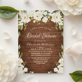 Convites Chá de panela de madeira russa de rosas brancas El