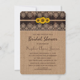 Convites Chá de panela de madeira Rustic Lace Burlap