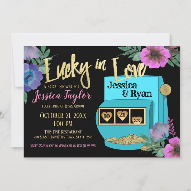 Convites Chá de panela de Máquinas de Sorte de Amor (Frente)