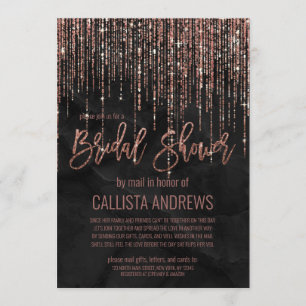 Convites Chá de panela de Mármore com pérolas Dourada Rosa