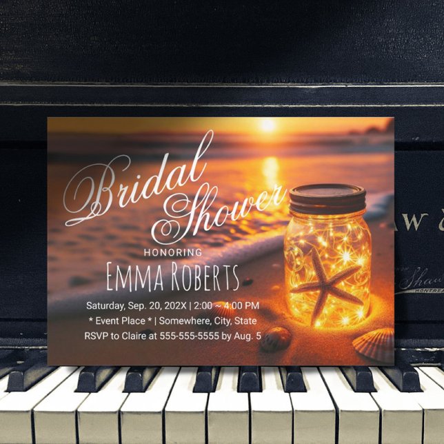 Convites Chá de panela de Mason Jar de Sunset Beach (Criador carregado)