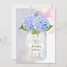 Chá de panela de Mason Jar Hydrangea Blue Watercol