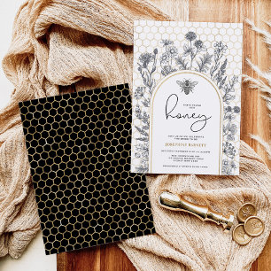 Convites Chá de panela de mel de abelha de flor selvagem bo