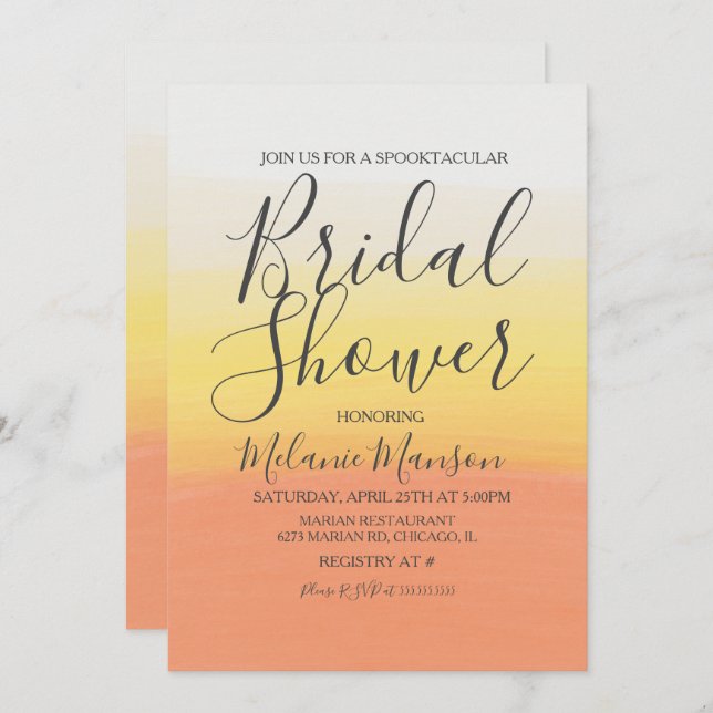 Convites Chá de panela de milho doce do Halloween (Frente/Verso)