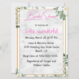 Convites Chá de panela de Moldura Floral de Aquarela