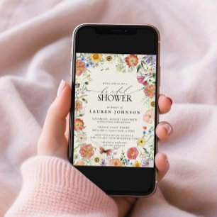 Convites Chá de panela de Moldura Floral de Flor Selvagem P