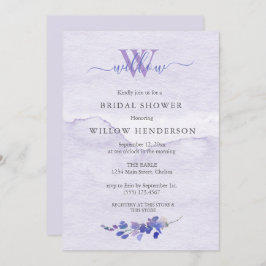 Convites Chá de panela de Monograma de Aquarela Puro