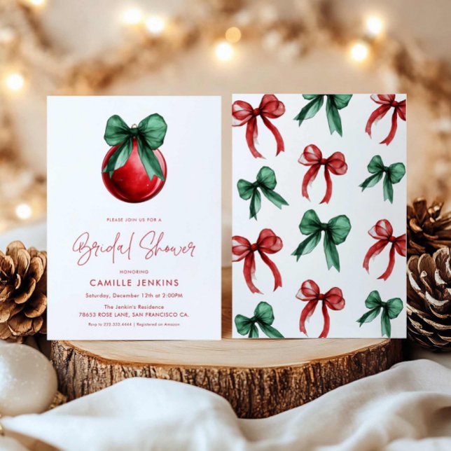 Convites Chá de panela de Natal (Festive Winter Bridal Shower Invite)