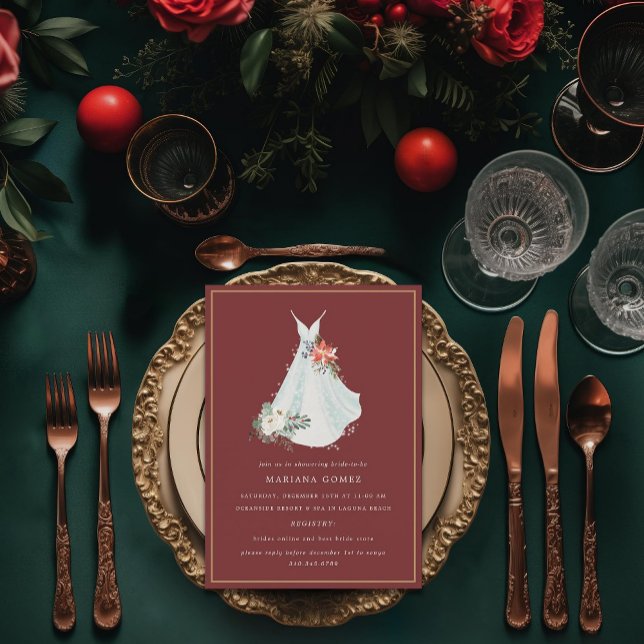 Convites Chá de panela de Natal de Vestido de Casamento (Criador carregado)