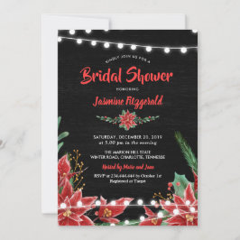 Convites Chá de panela de Natal do Quadro de Chalkboard Red