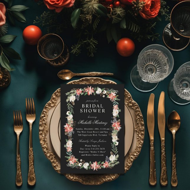 Convites Chá de panela de Natal Elegante do Feriado de inve (Criador carregado)