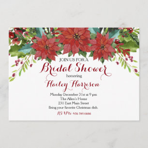 Convites Chá de panela de Natal Floral de Watercolor