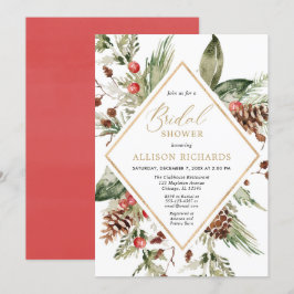 Convites Chá de panela de Natal Rustic Winter greenery