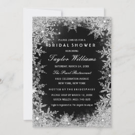 Convites Chá de panela de Neve Negra Negra de Prata